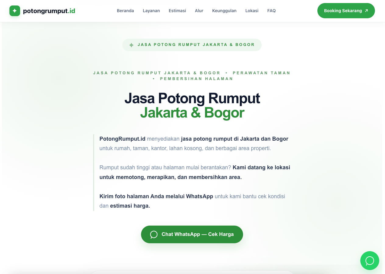 Contoh website bisnis PotongRumput
