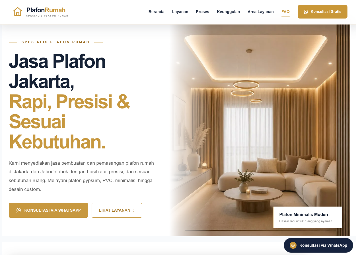 Contoh website bisnis PlafonRumah